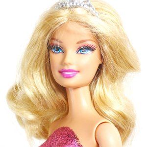 BARBIE Doll Pink GLITTER PRINCESS with Tiara
